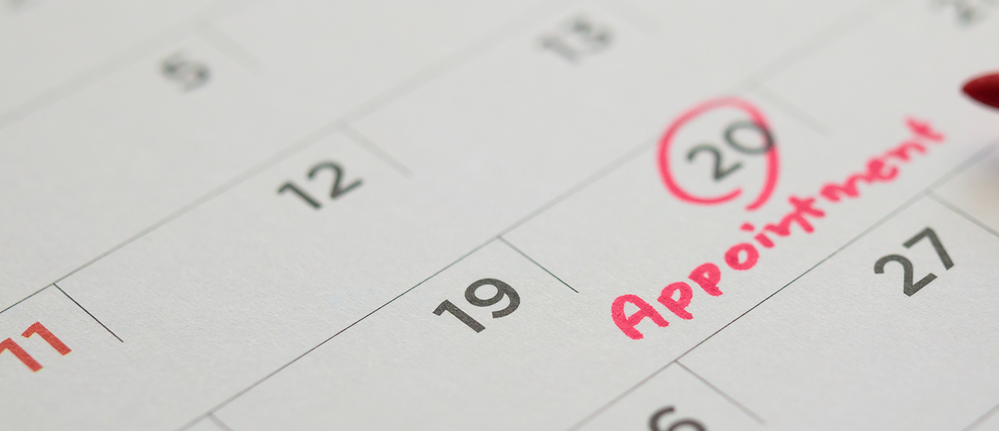 Date of an orthodontic appointment marked on a calendar