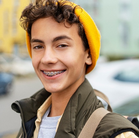 A teenage boy with braces
